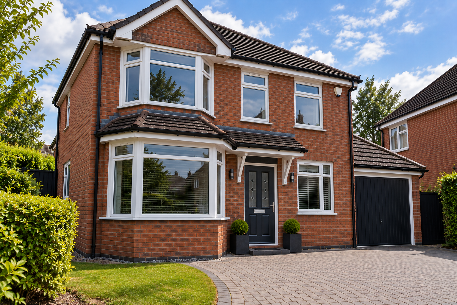 Completed white uPVC bay window installation on a residential property by NuEra Glazing