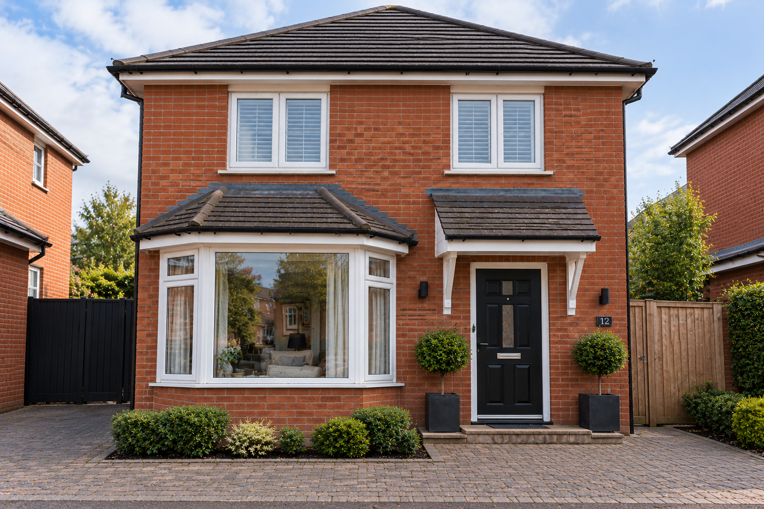 Fully repaired ground-floor bay window with replacement glazing installed at a red-brick residential property.
